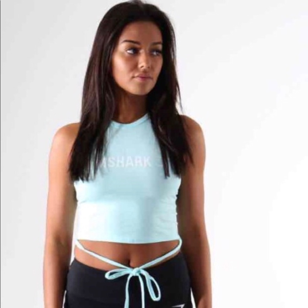 Gymshark turquoise Ribbon crop top